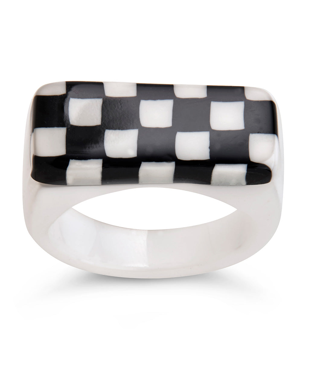 Retro Chequer Ring Ring Sterling Forever 