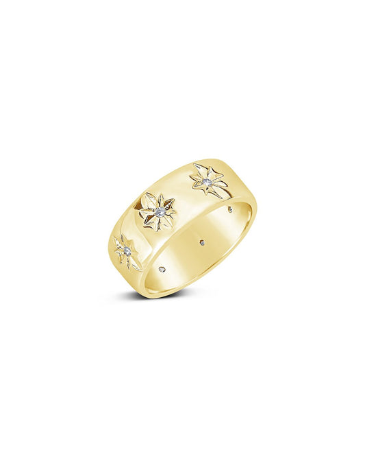 14k Yellow Gold Star Ring Starburst Ring for Women Dainty 