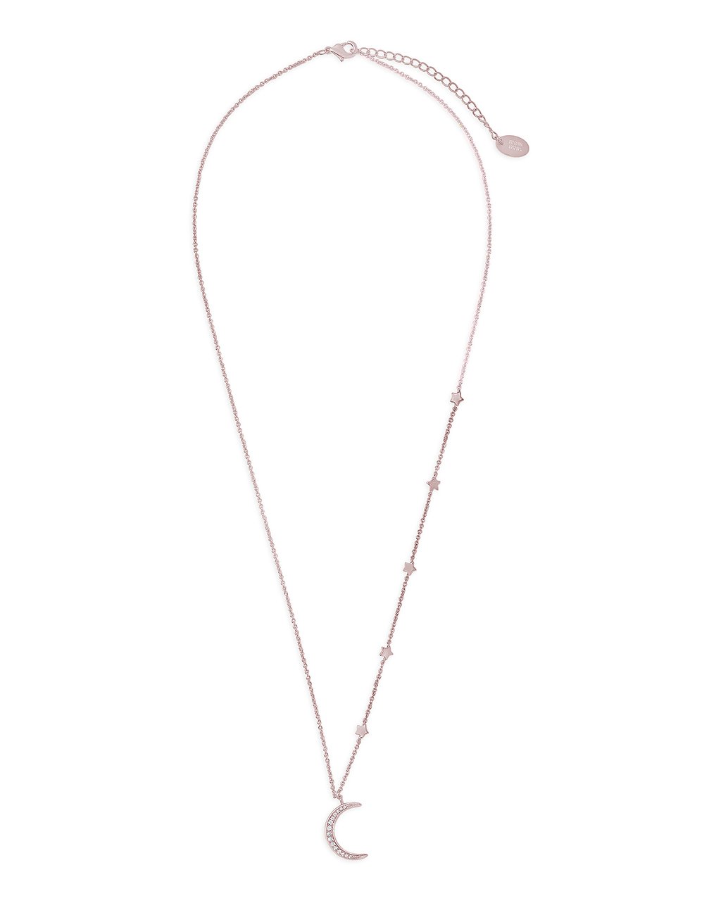 CZ Crescent with Stars Necklace - Sterling Forever
