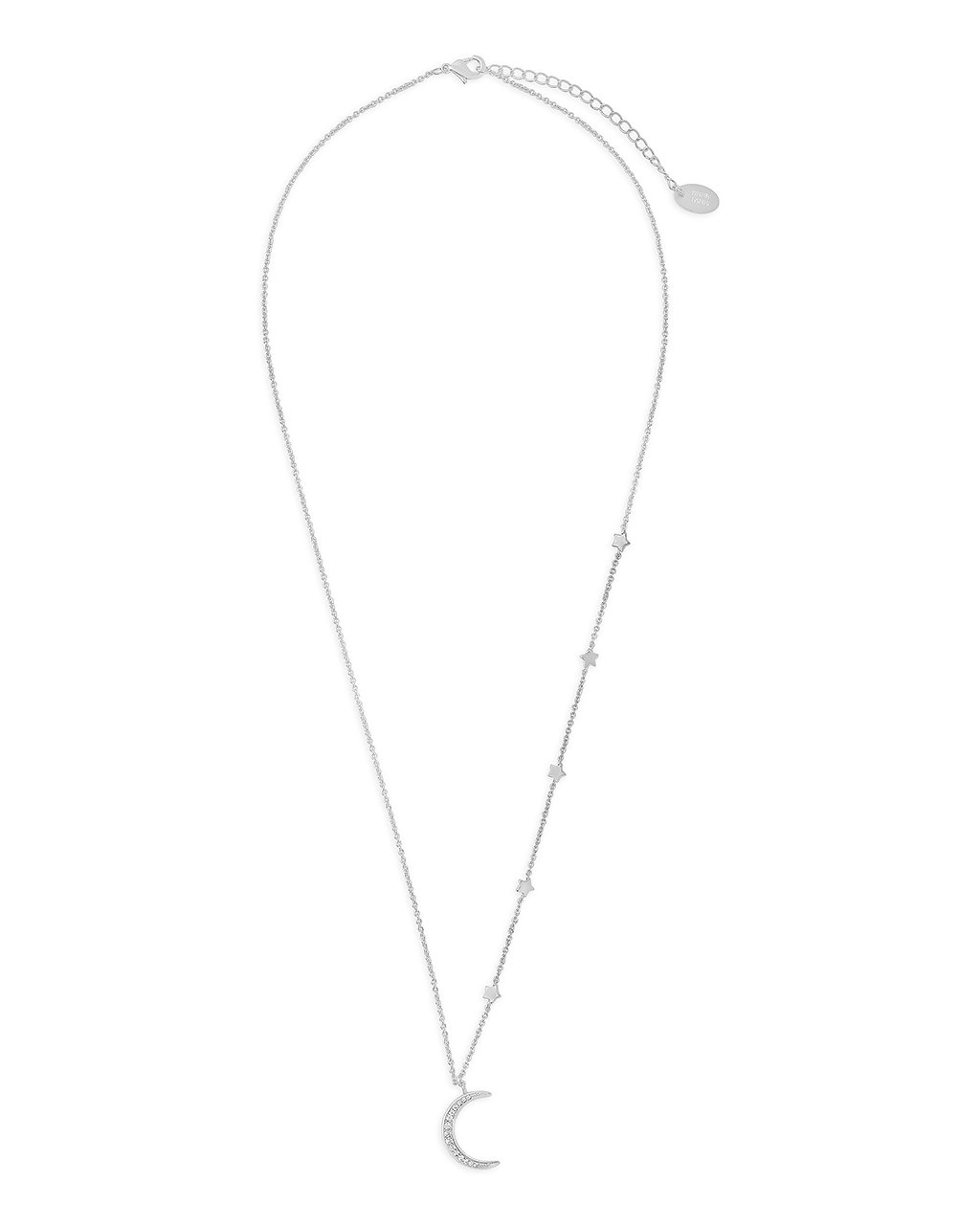 CZ Crescent with Stars Necklace - Sterling Forever