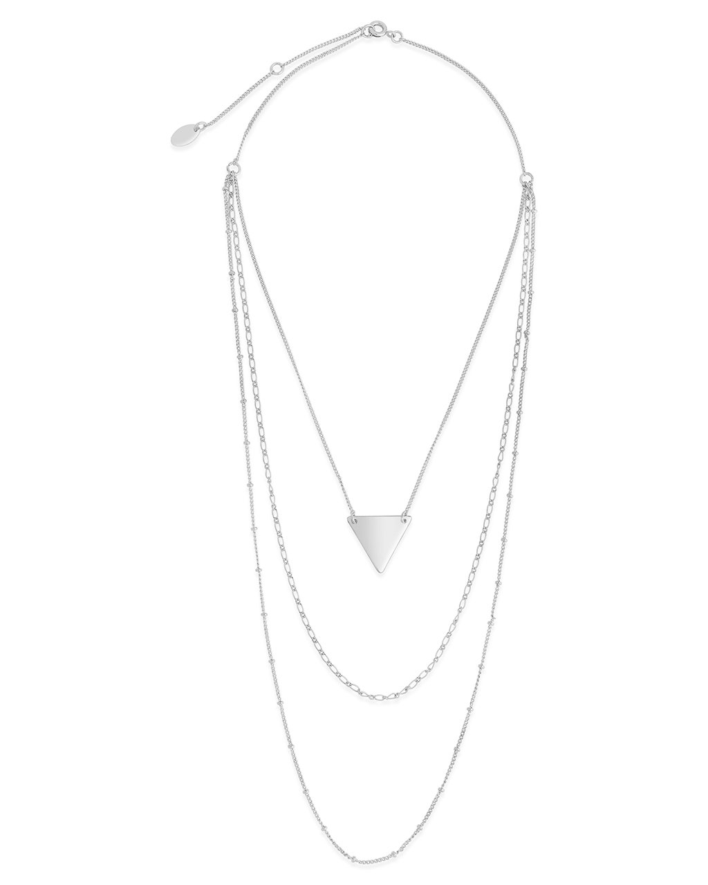 Triple Chain Layered Triangle Necklace - Sterling Forever