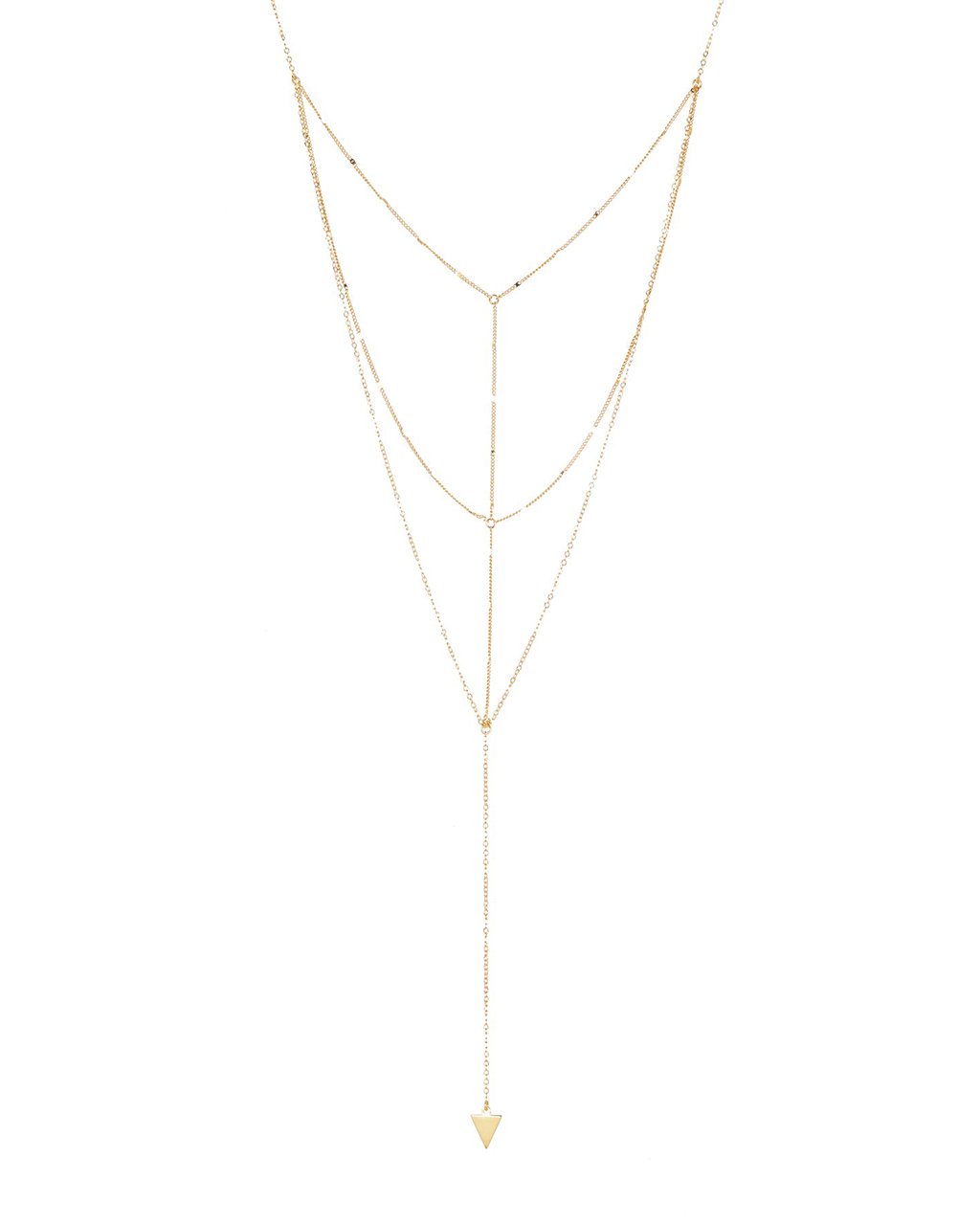 Triple Layer Triangle Drop Chain Necklace - Sterling Forever
