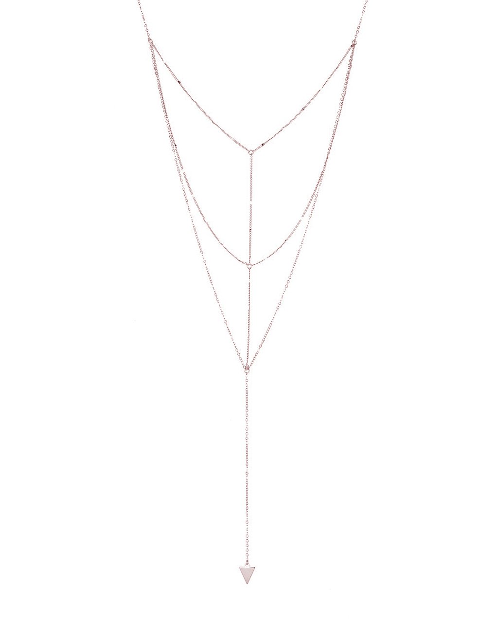 Triple Layer Triangle Drop Chain Necklace - Sterling Forever