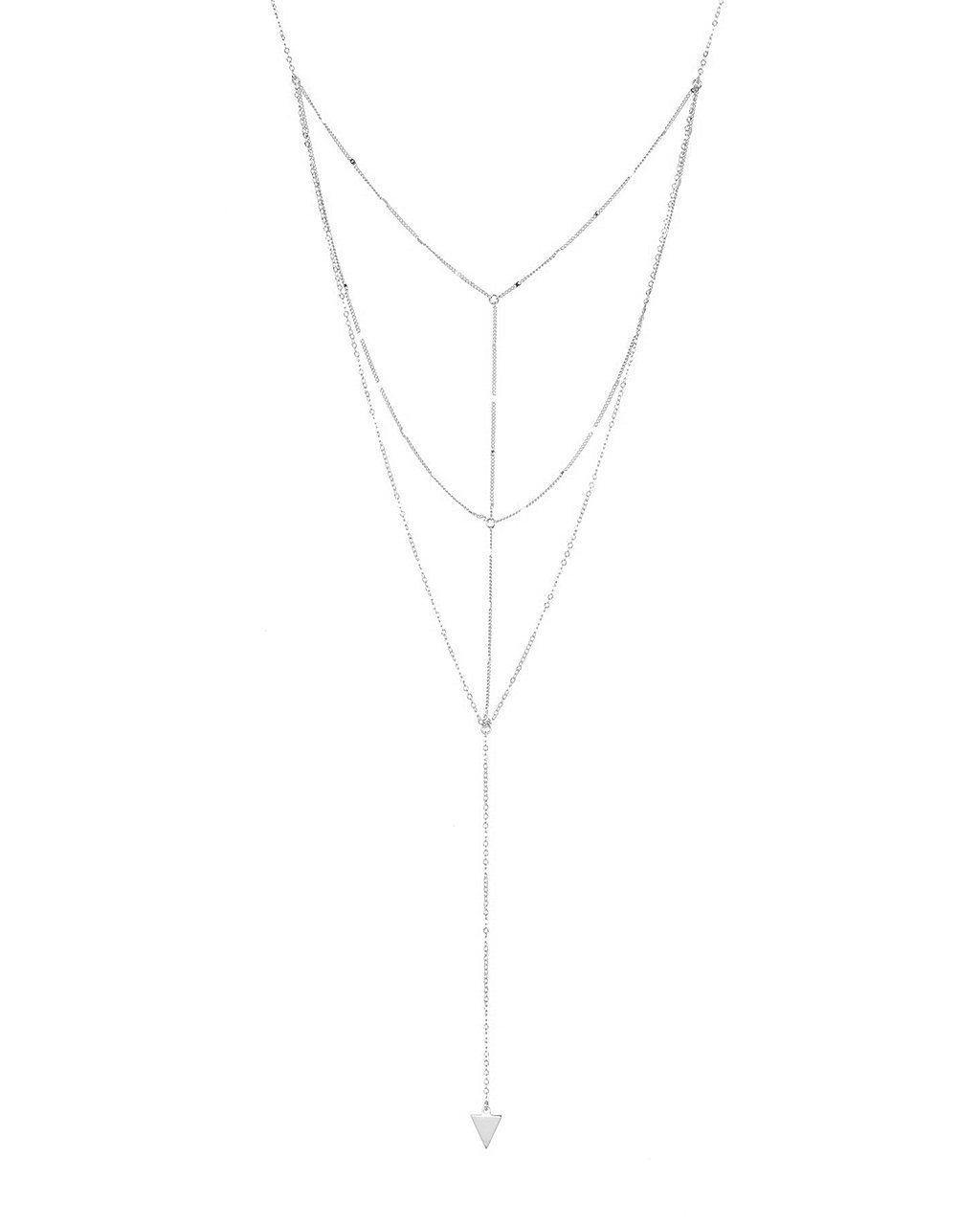 Triple Layer Triangle Drop Chain Necklace - Sterling Forever