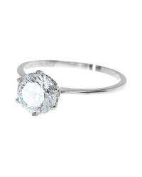 Sterling Silver Solitaire Cubic Zirconia Engagement Ring Ring Sterling Forever 