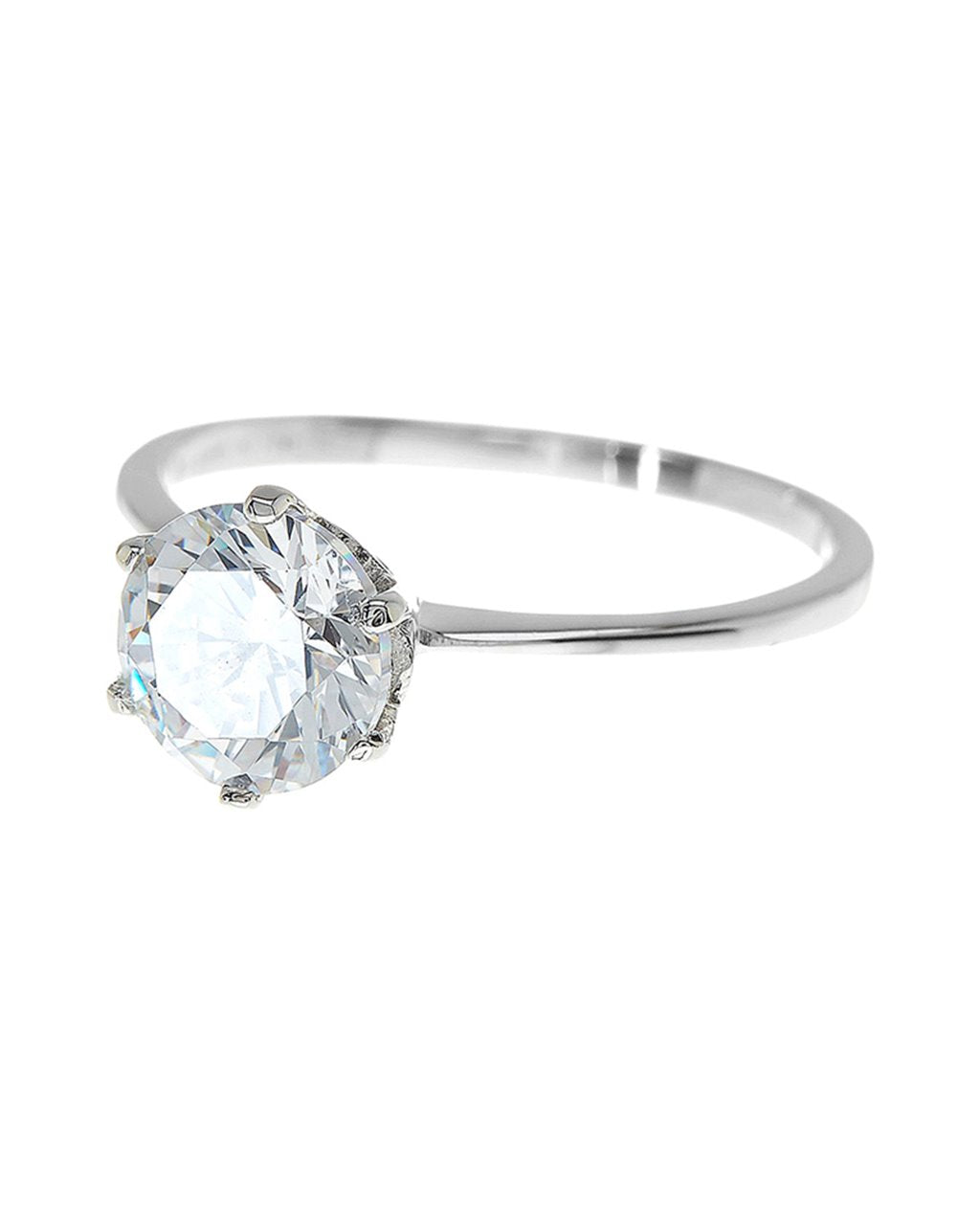 Sterling Silver Solitaire Cubic Zirconia Engagement Ring Ring Sterling Forever 