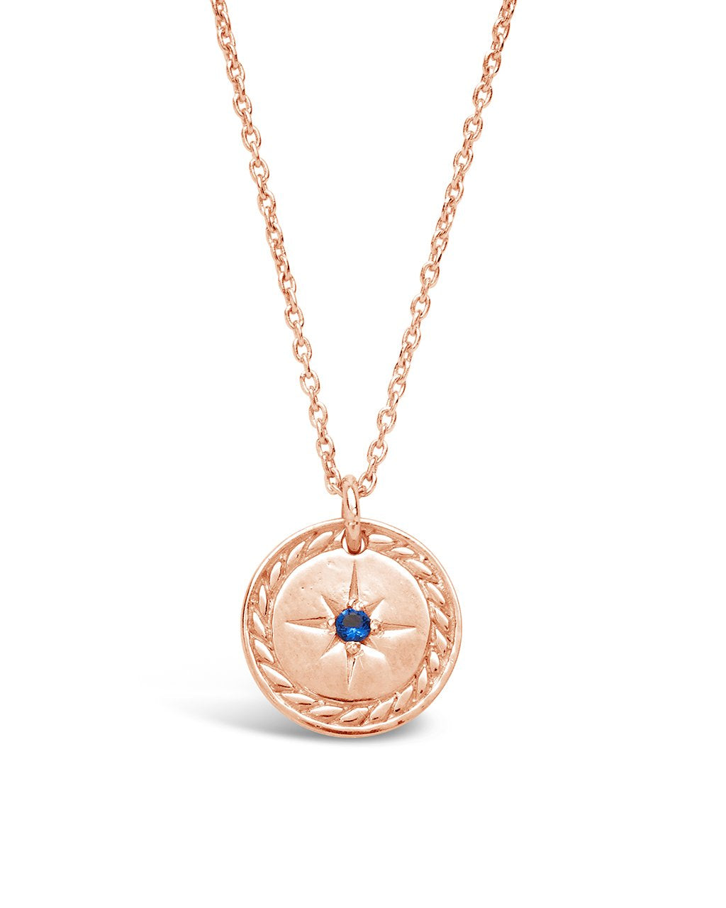 14K Rose Gold Vermeil CZ Burst Disc Pendant Necklace - Sterling Forever