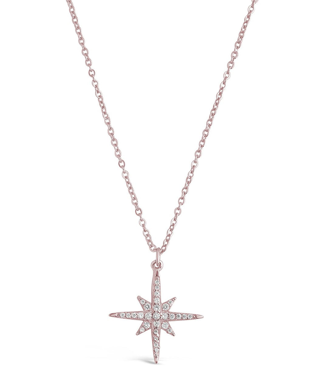 Sterling Silver CZ Star Burst Necklace - Sterling Forever