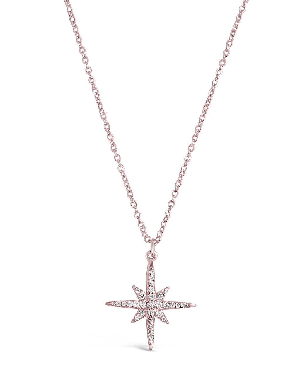 Sterling Silver CZ Star Burst Necklace - Sterling Forever