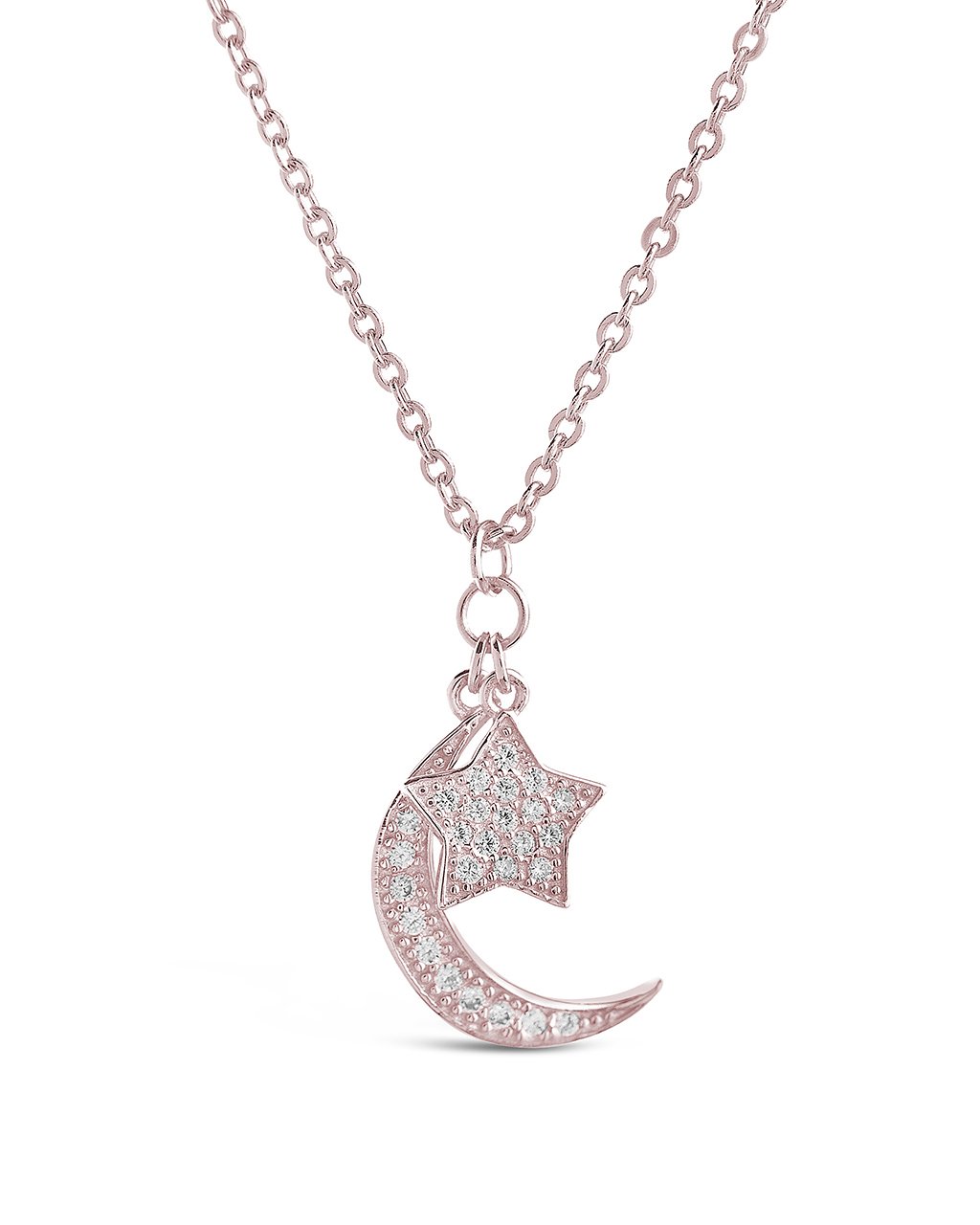 Sterling Silver CZ Moon & Star Necklace - Sterling Forever
