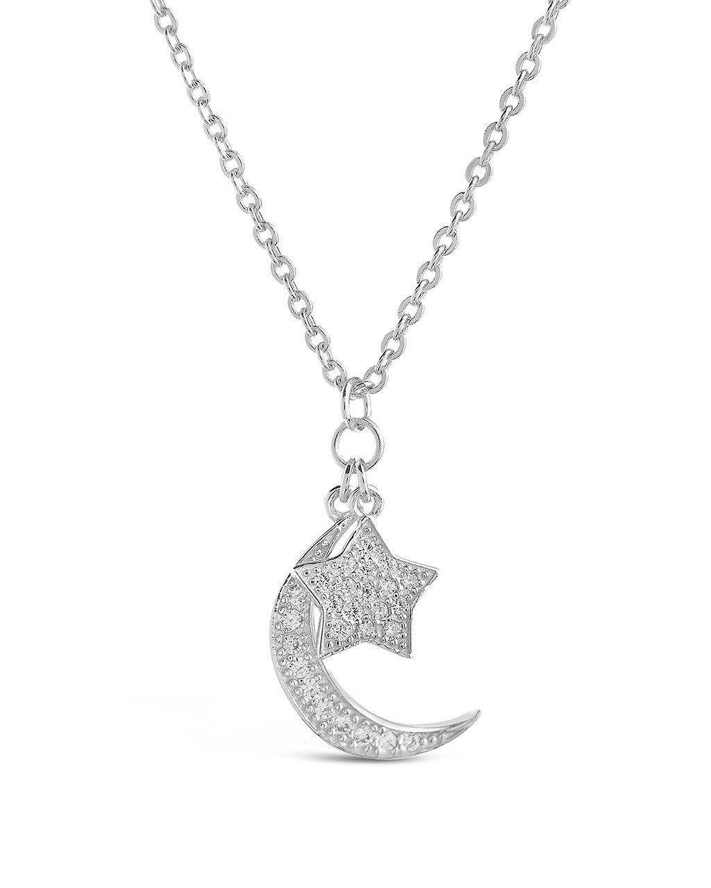 Sterling Silver CZ Moon & Star Necklace - Sterling Forever