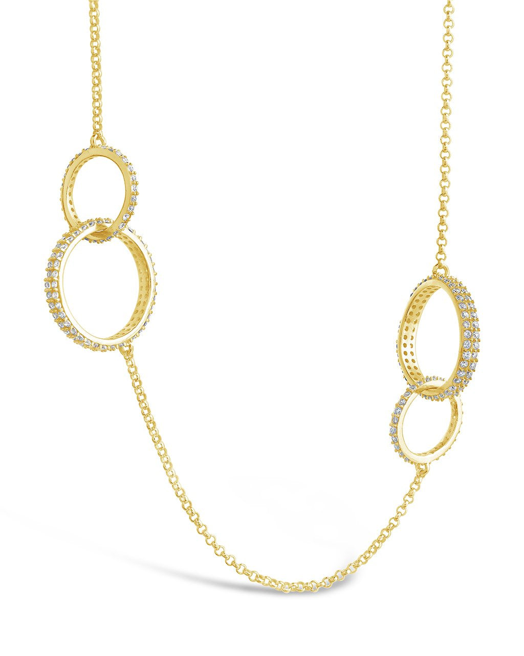 14K Gold Vermeil CZ Linked Circles Long Necklace - Sterling Forever
