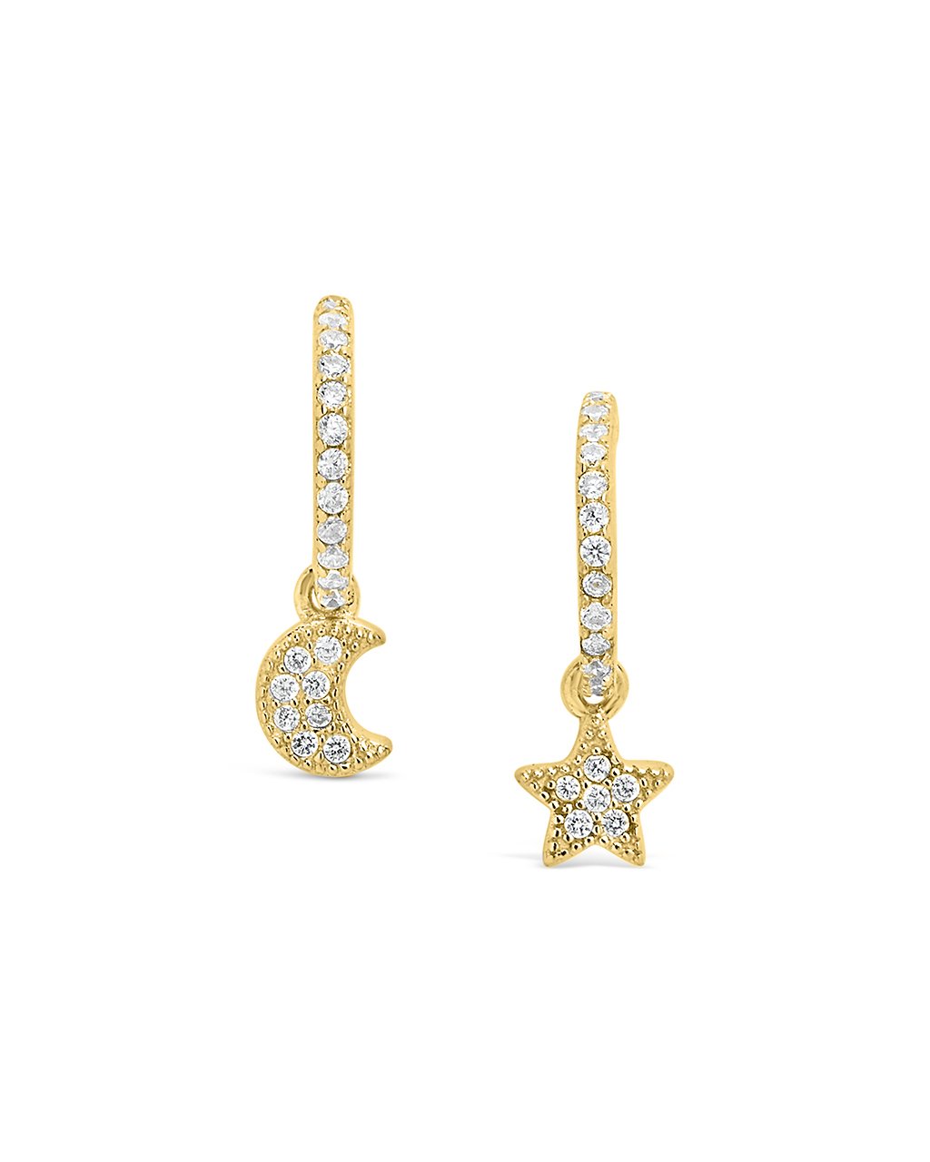 Moon & Star CZ Micro Hoops - Sterling Forever