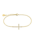 Sterling Silver Sideways CZ Cross Bracelet - Sterling Forever