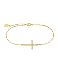 Sterling Silver Sideways CZ Cross Bracelet - Sterling Forever