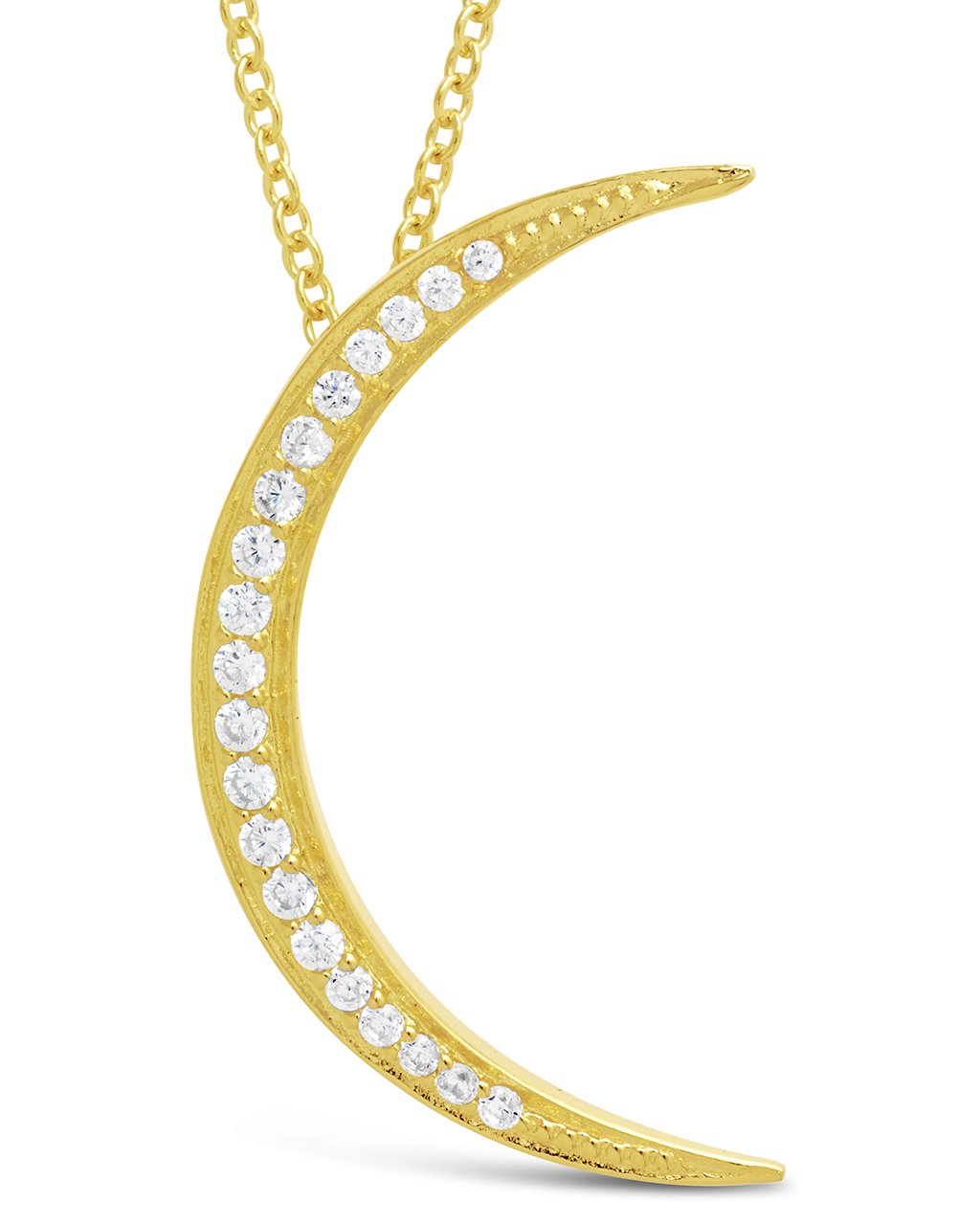 CZ Crescent Moon Necklace - Sterling Forever