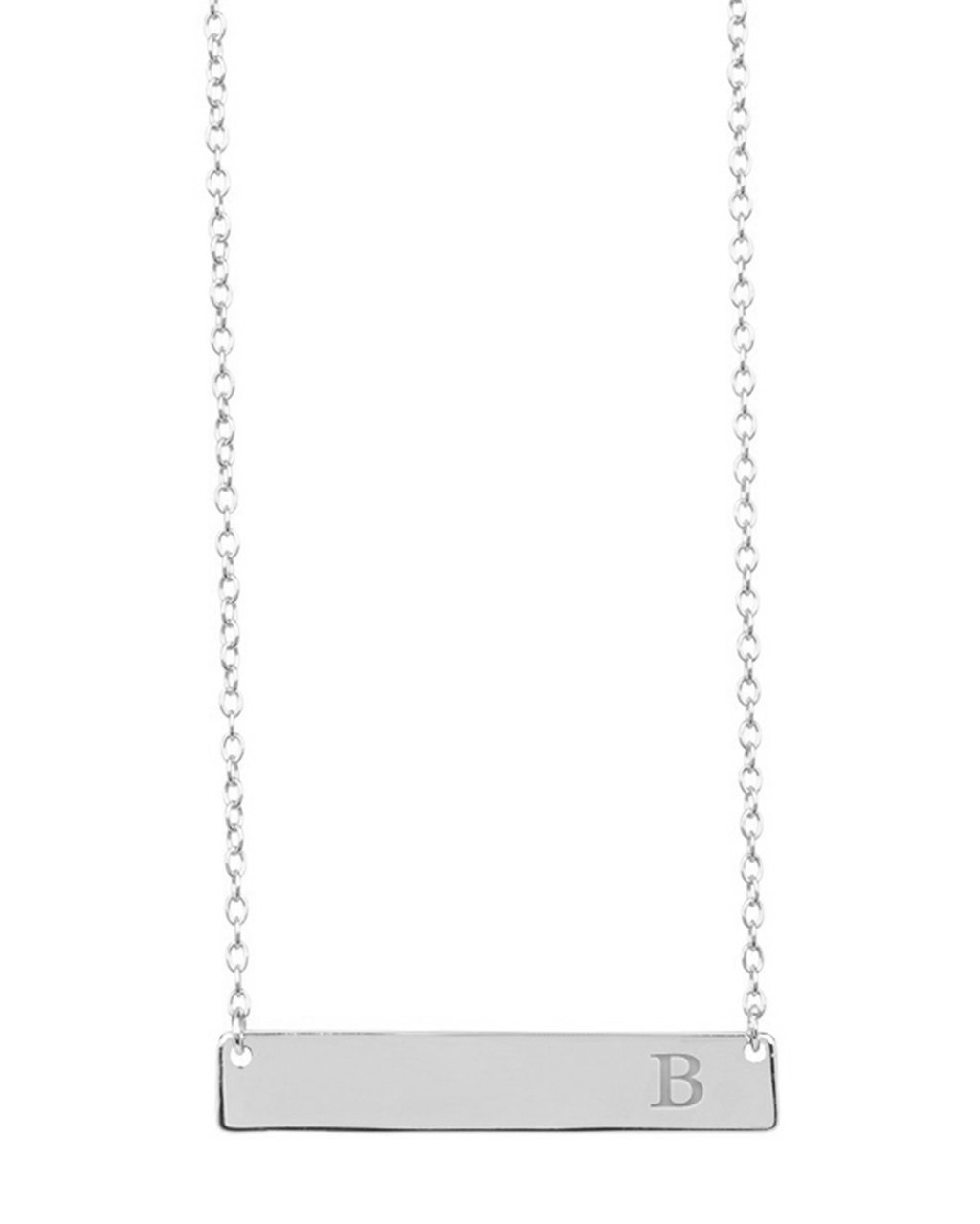 Sterling Silver Bar Initial Necklace - Sterling Forever
