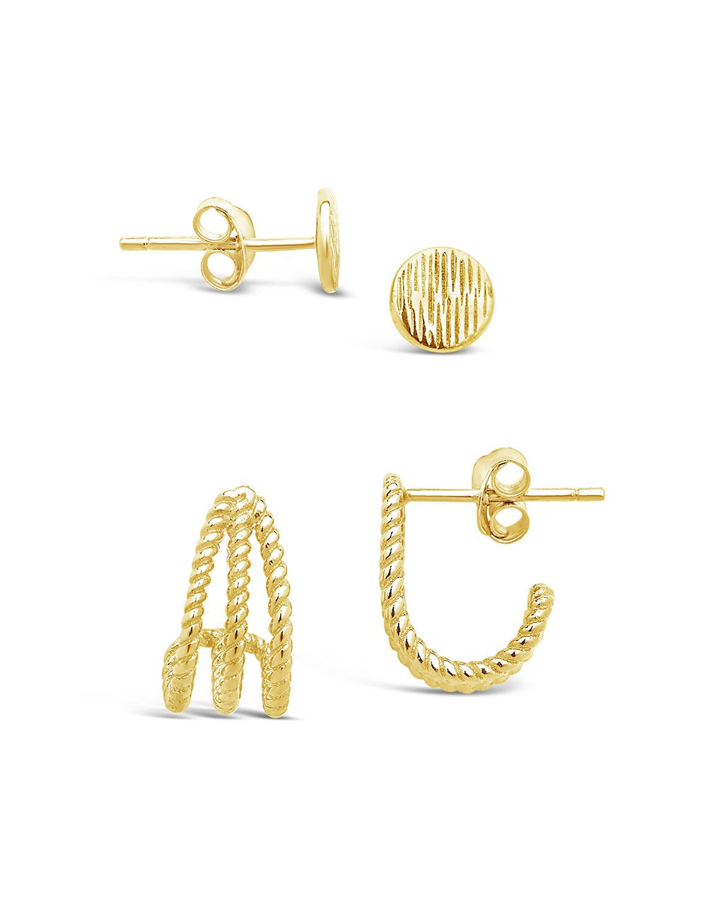 14K Gold Vermeil Rope Stud Earring Set of 2 - Sterling Forever