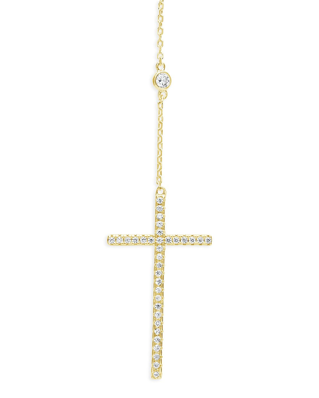 Sterling Silver CZ Y Cross Necklace - Sterling Forever