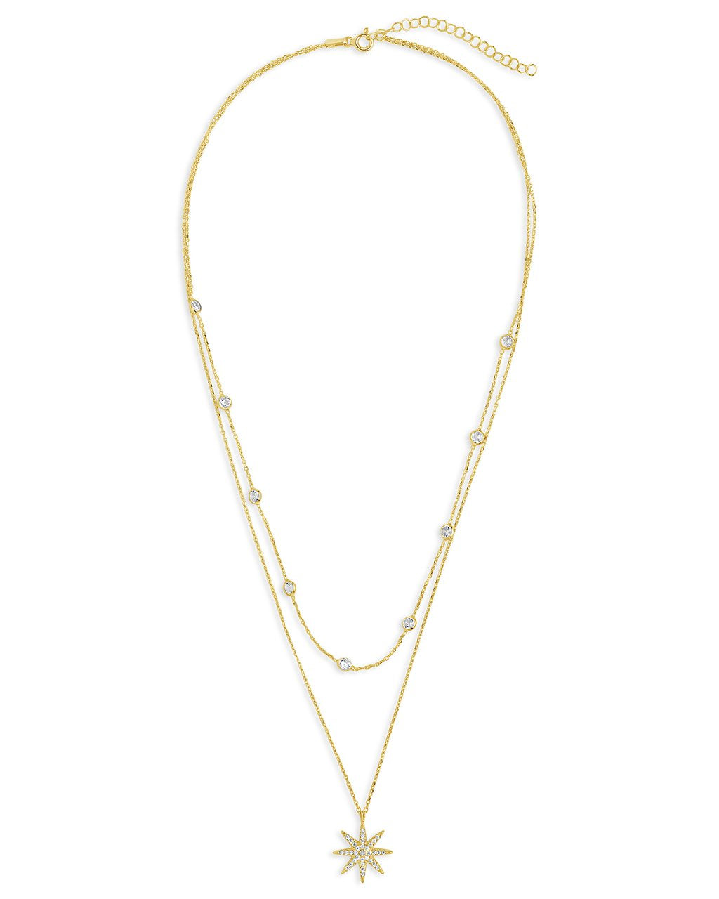 Sterling Silver Layered Burst Pendant Necklace - Sterling Forever