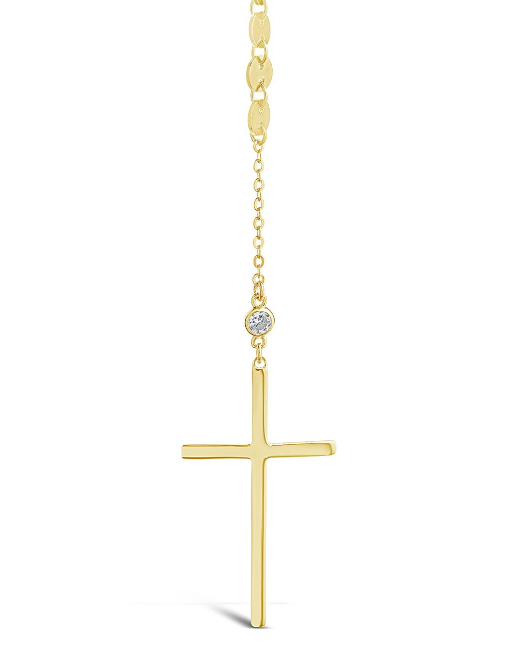 14K Gold Vermeil Cross & CZ Y Necklace - Sterling Forever