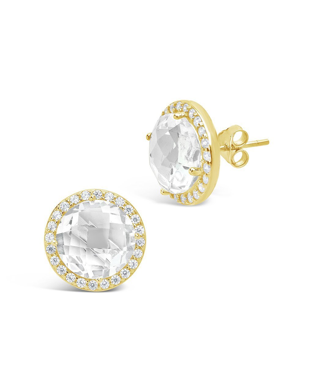 Sterling Silver Quartz Halo Studs Earring Sterling Forever 