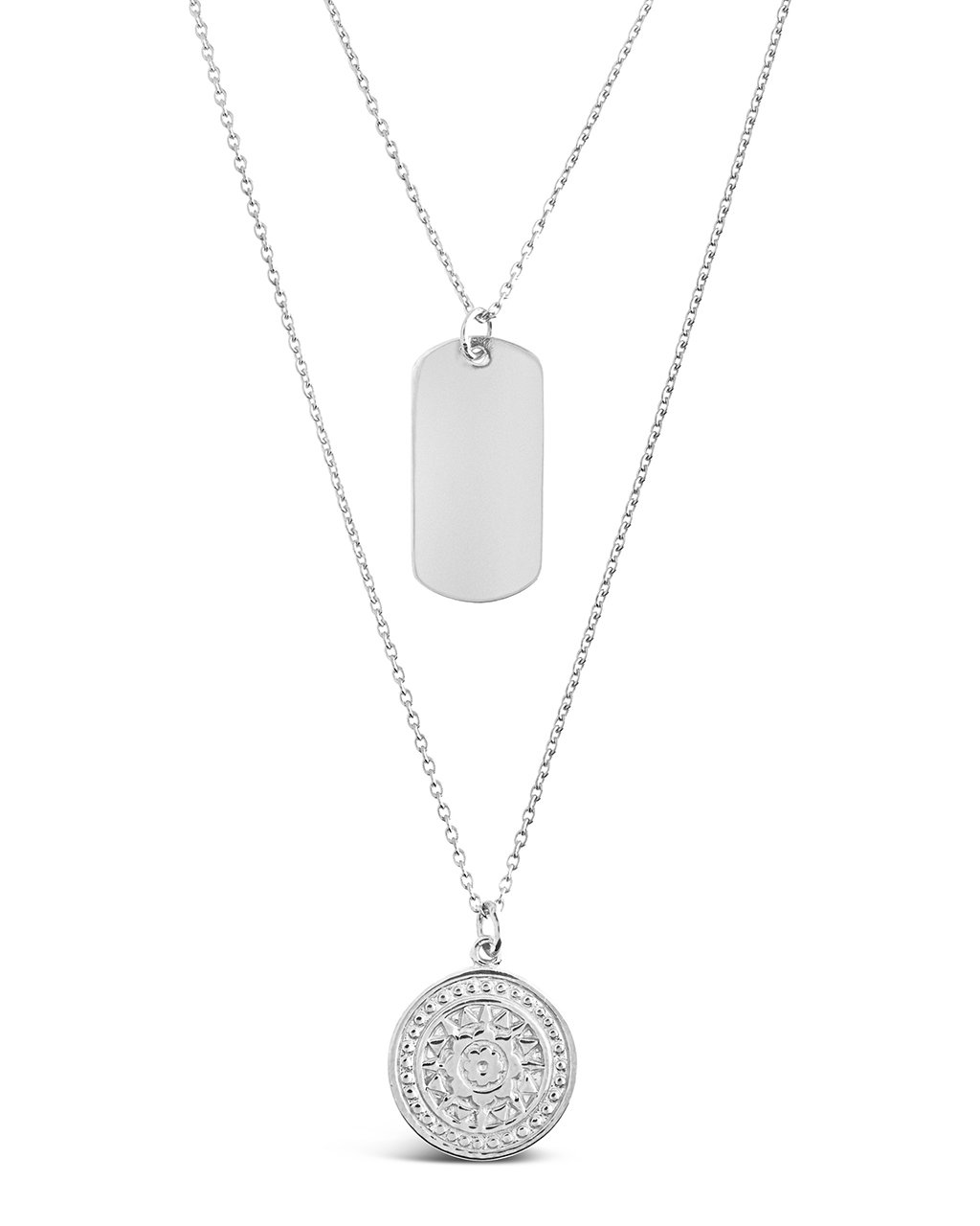 Circle & Tag Layered Necklace - Sterling Forever