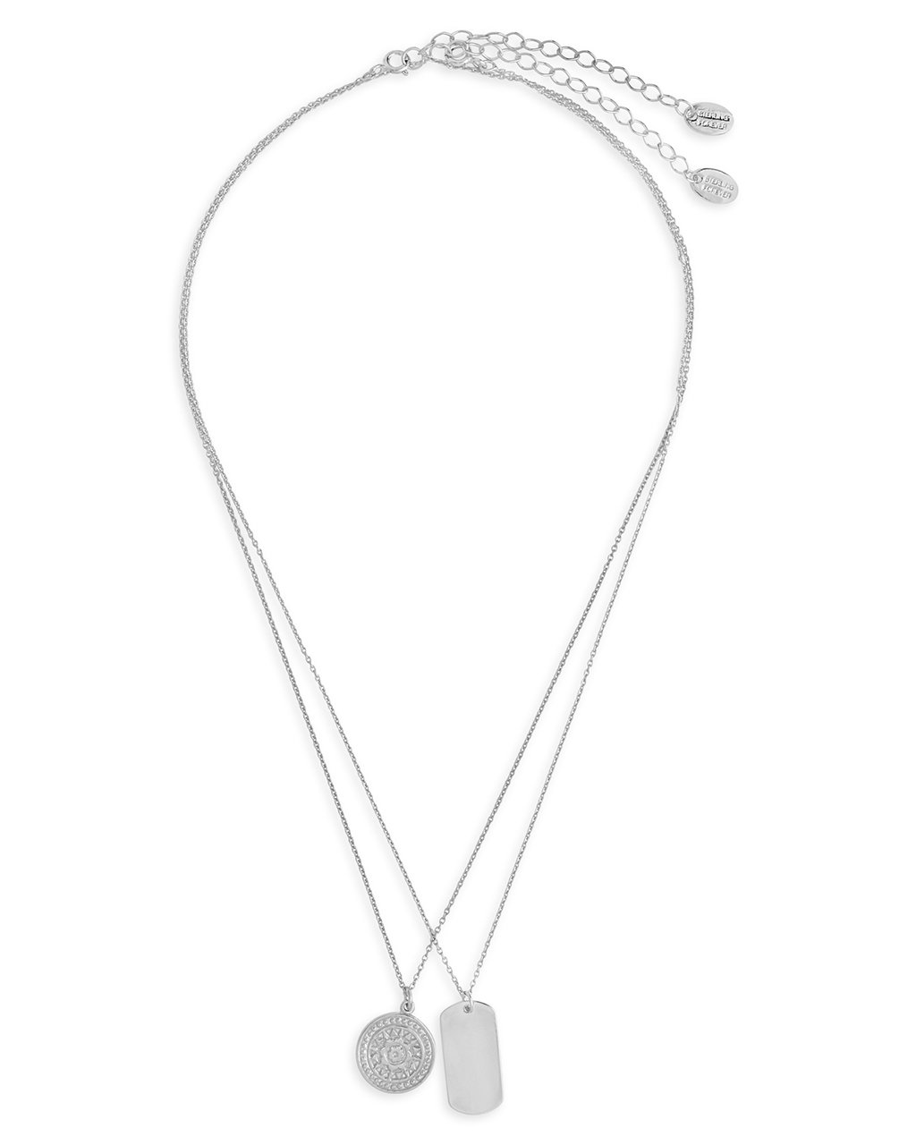 Circle & Tag Layered Necklace - Sterling Forever