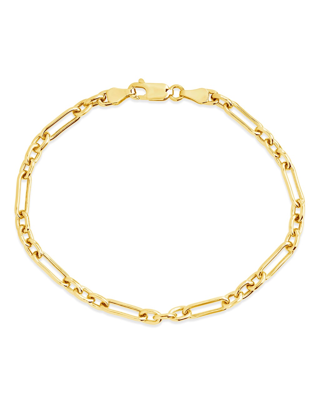14K Italian Gold Mixed Link Chain Bracelet Fine Bracelet SF Fine 14K Yellow Gold 