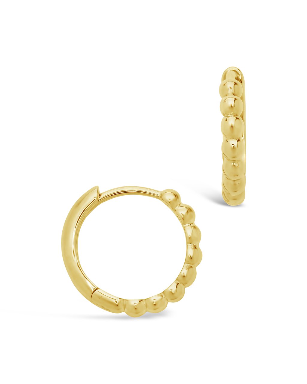 14K Gold Beaded Huggie Hoop Earrings Fine Earring SF Fine 14K Yellow Gold 