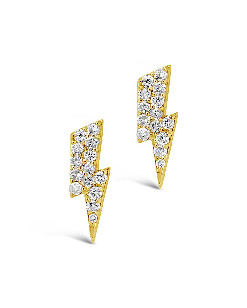 14k Gold Thunder Bolt Stud Earrings Fine Earring SF Fine 14K Yellow Gold 
