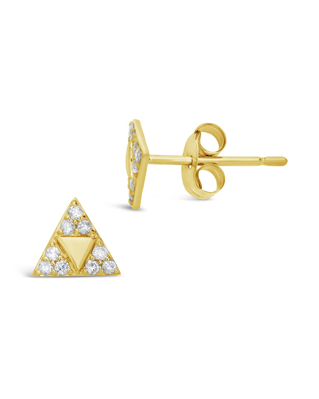 14K Gold Diamond Pyramid Stud Earrings Fine Earring SF Fine 