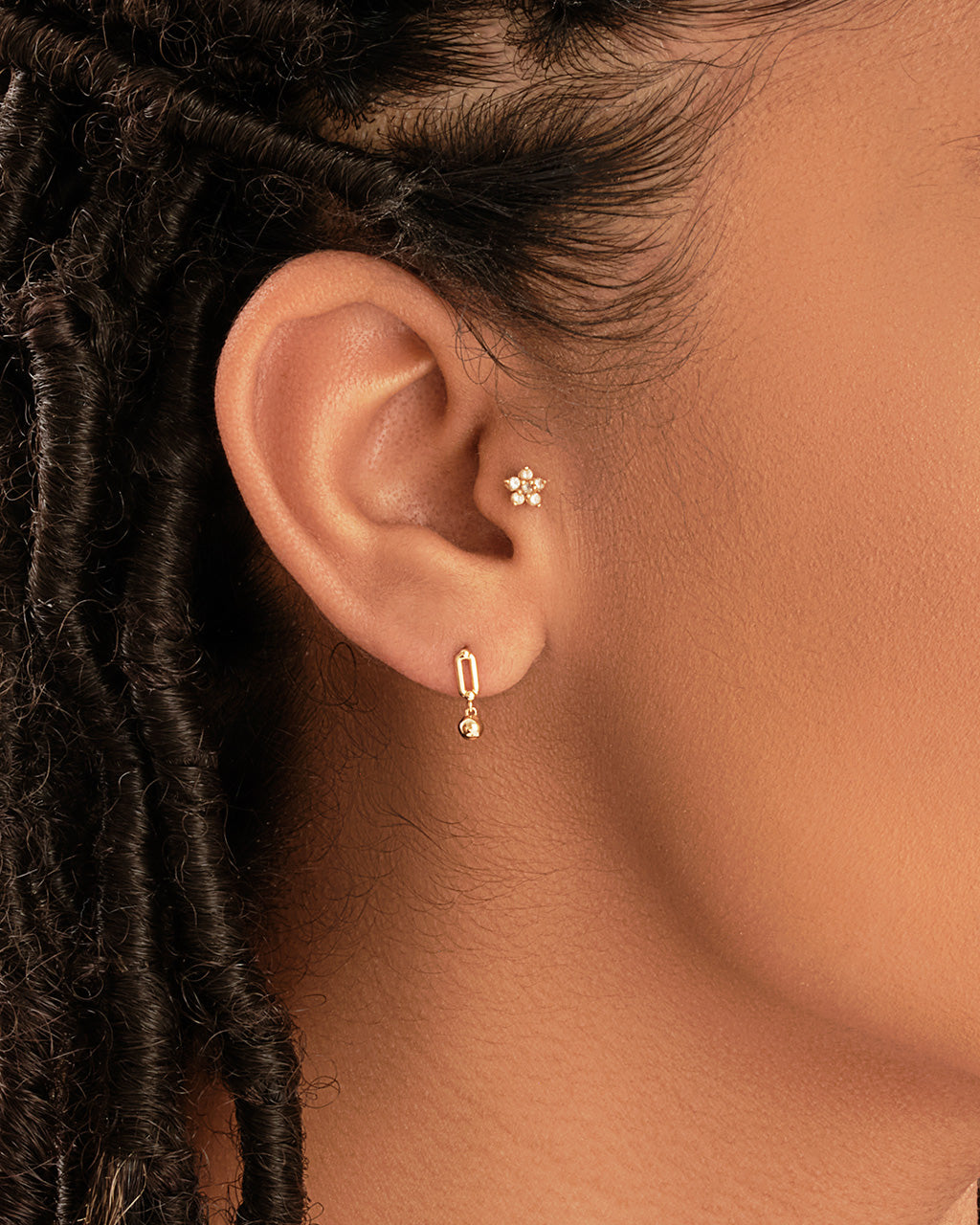 14K Gold Link Drop Stud Earrings Fine Earring SF Fine 