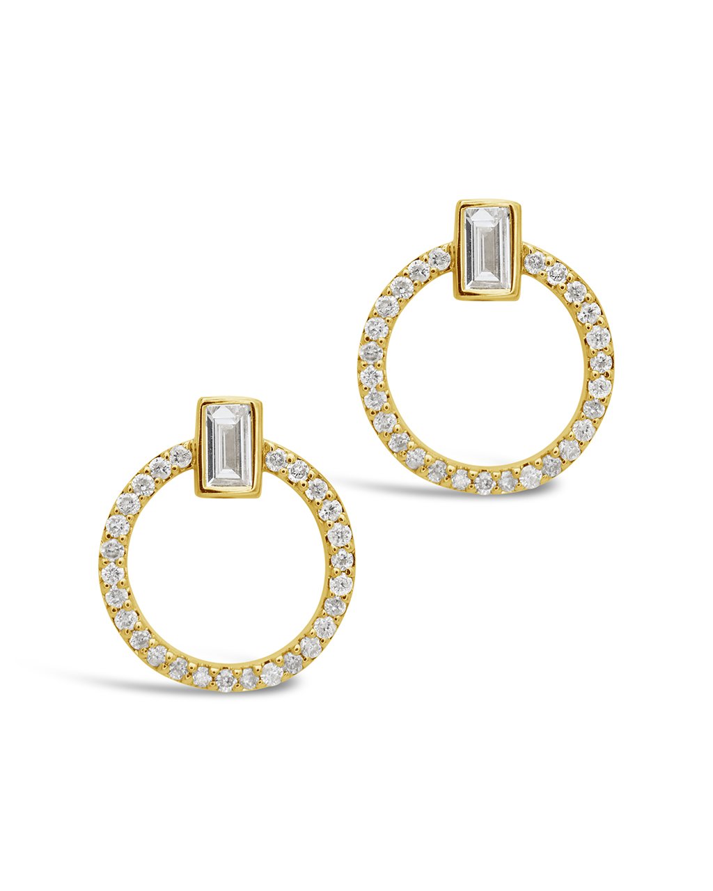 14K Solid Yellow Gold Diamond Open Circle Stud Earrings – Sterling Forever