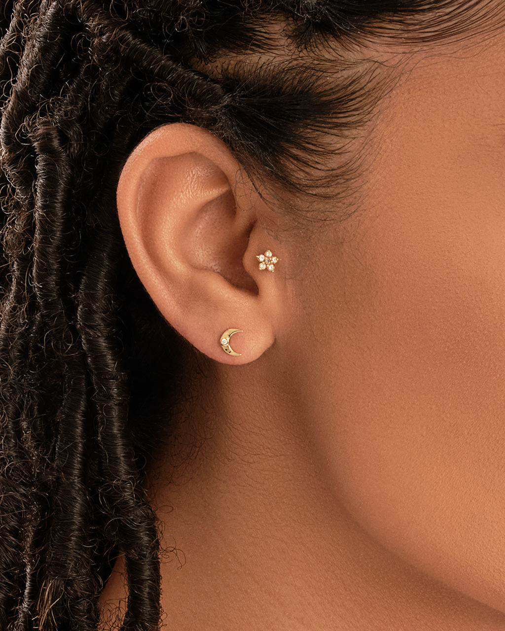 Star and Moon Stud Earrings - Zoe Lev Jewelry