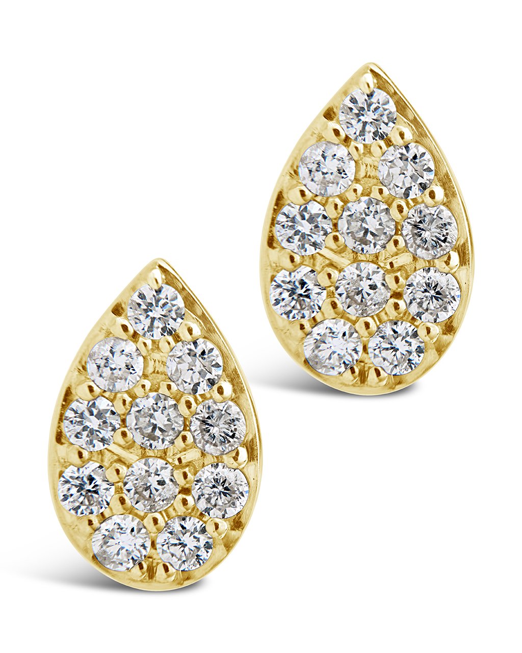 14K Gold Diamond Teardrop Studs Fine Earring SF Fine 14K Yellow Gold 