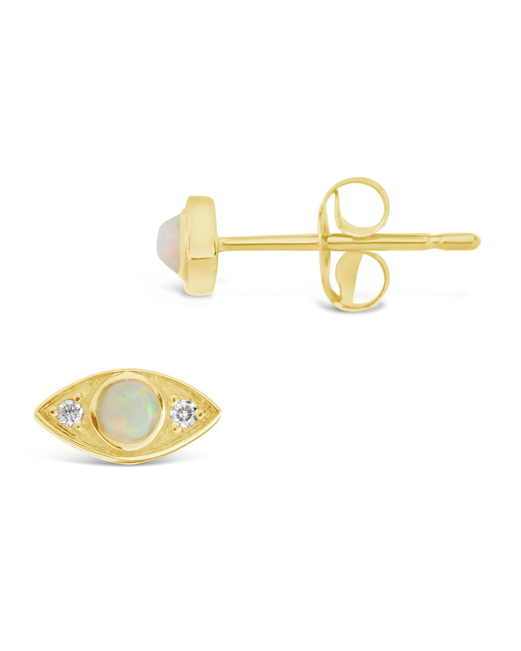 14K Gold Opal & Diamond Evil Eye Studs Fine Earring SF Fine 