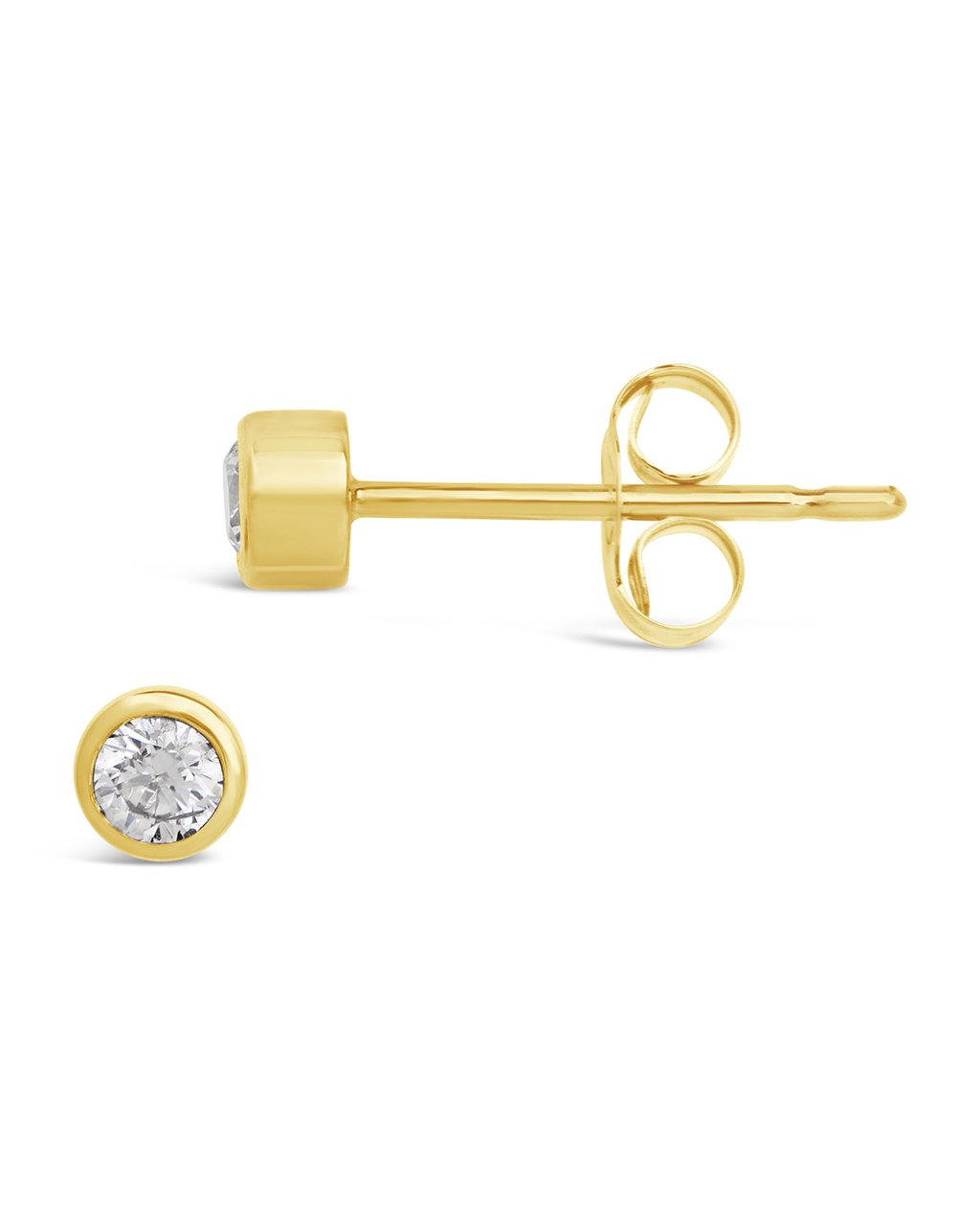 14K Gold Bezel Diamond Studs Fine Earring SF Fine 