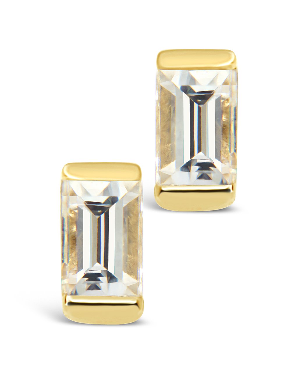 14K Gold Diamond Baguette Studs Fine Earring SF Fine 14K Yellow Gold 