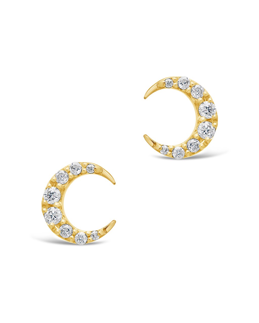 14K Gold Diamond Crescent Studs Fine Earring SF Fine 14K Yellow Gold 