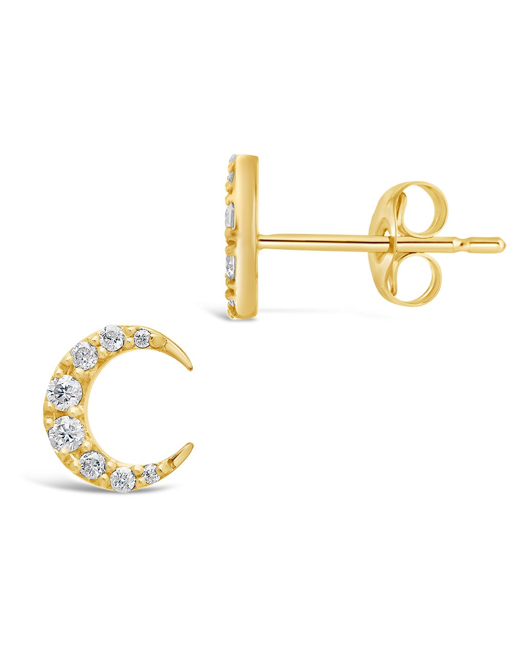 14K Gold Diamond Crescent Studs Fine Earring SF Fine 