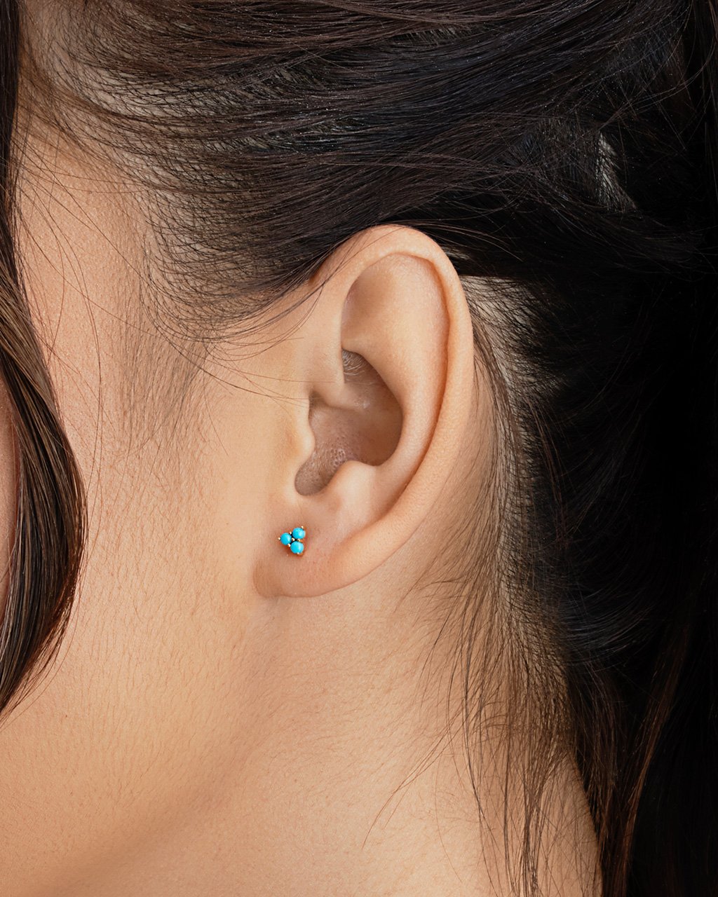 14K Gold Turquoise Trinity Studs Fine Earring SF Fine 