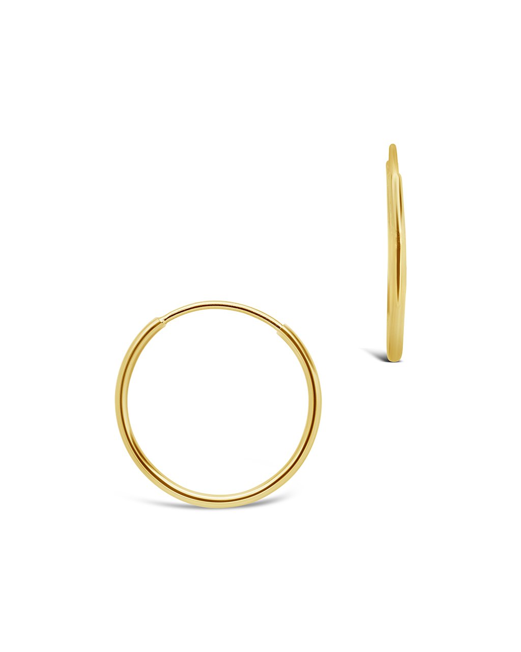 14K Gold 15mm Thin Hoop Earrings Fine Earring SF Fine 14K Yellow Gold 