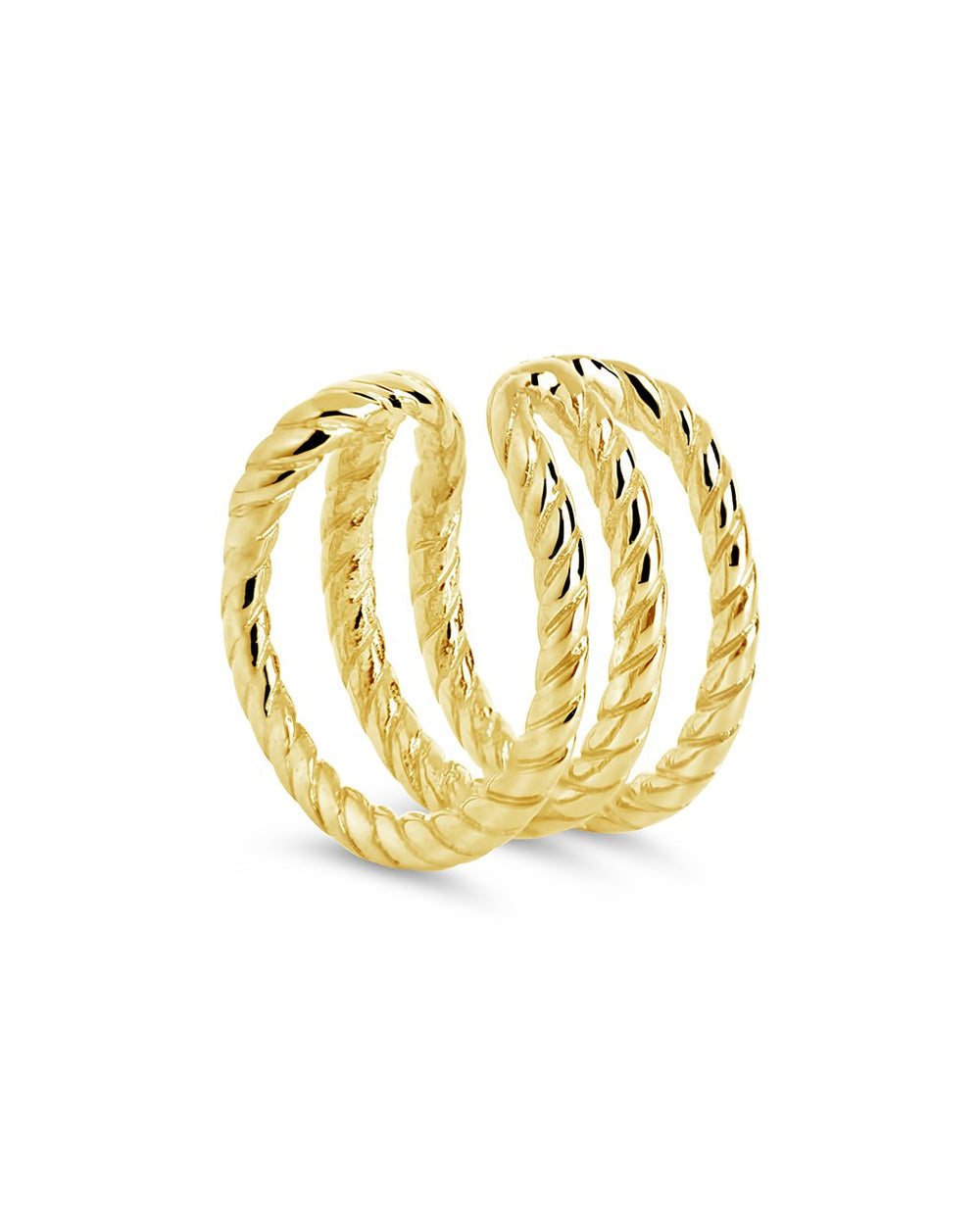 14K Gold Braided Triple Row Ear Cuff Fine Earring SF Fine 14K Yellow Gold 