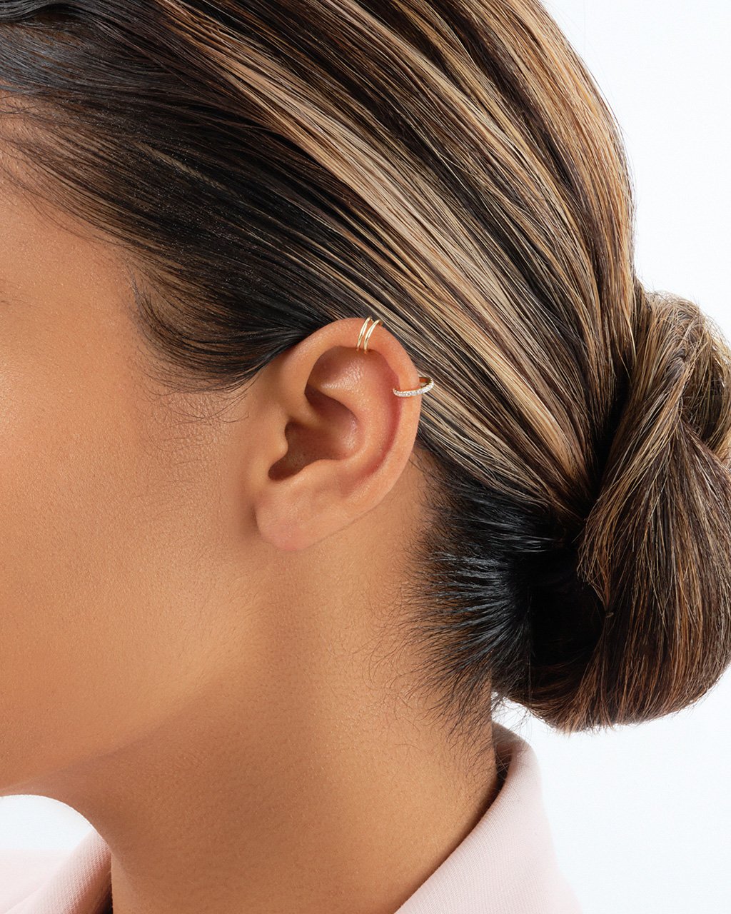 14K Gold Simple Diamond Ear Cuff Set of 2 Fine Earring SF Fine 