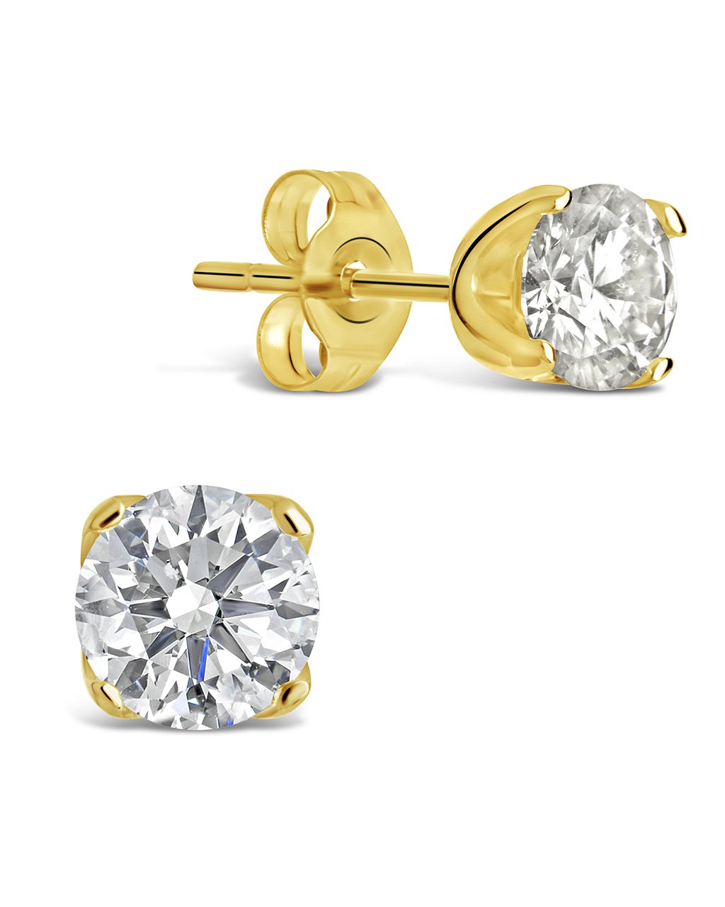 50 Cents Solitaire Stud Earring, 18k Gold, 5A Grade Zircons
