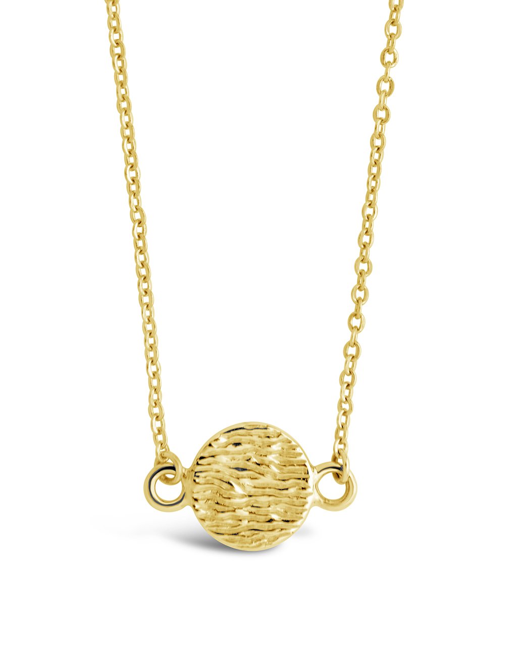 14K Gold Textured Circle Pendant Necklace Fine Necklace SF Fine 14K Yellow Gold 
