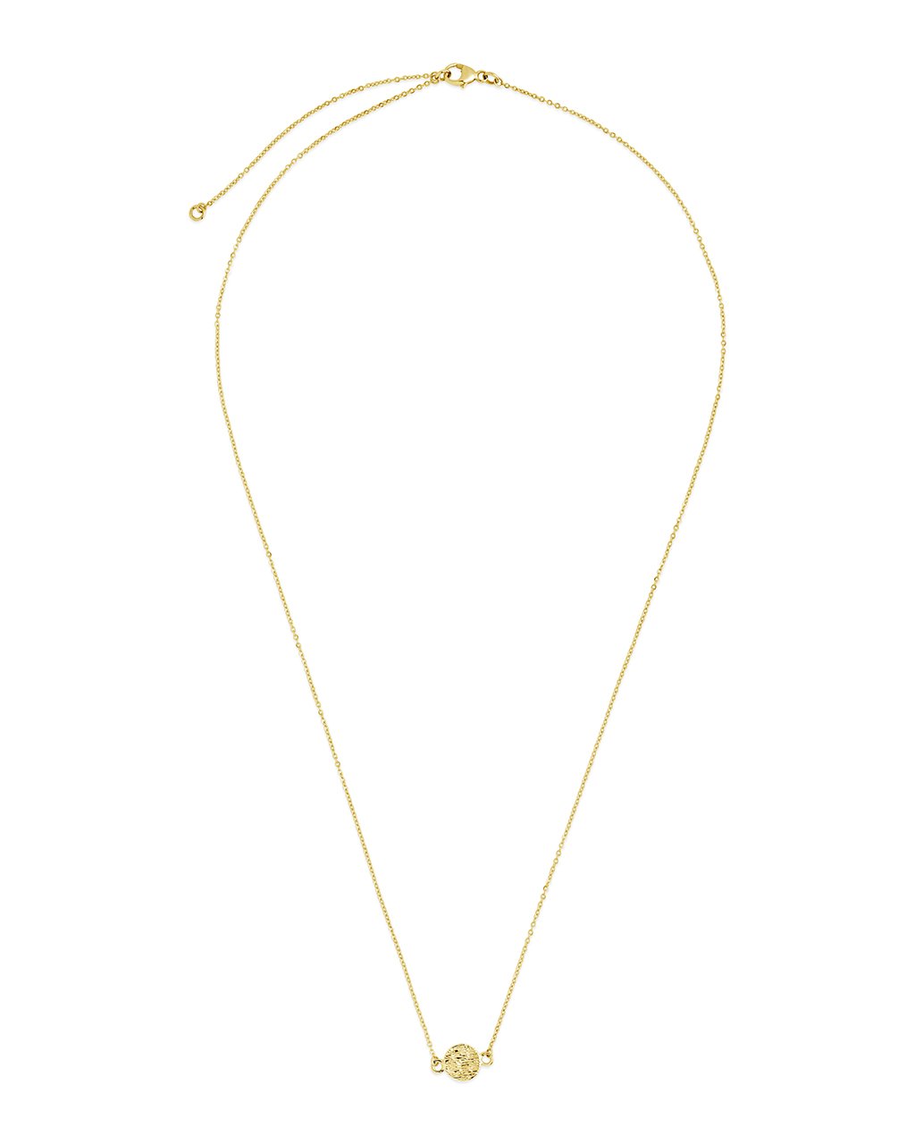 14K Gold Textured Circle Pendant Necklace Fine Necklace SF Fine 