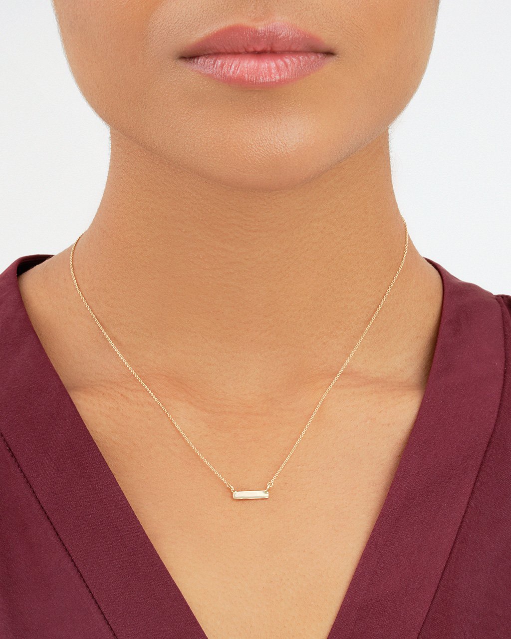 14K Gold Mini Bar Pendant Necklace Fine Necklace SF Fine 