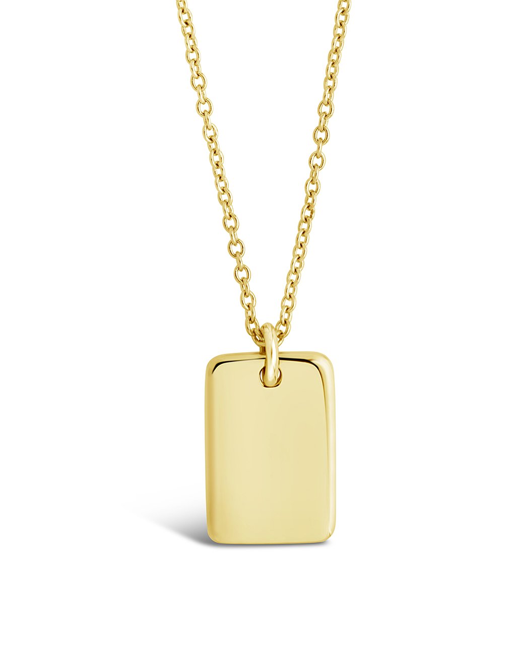 14K Gold Dog Tag Pendant Necklace Fine Necklace SF Fine 14K Yellow Gold 